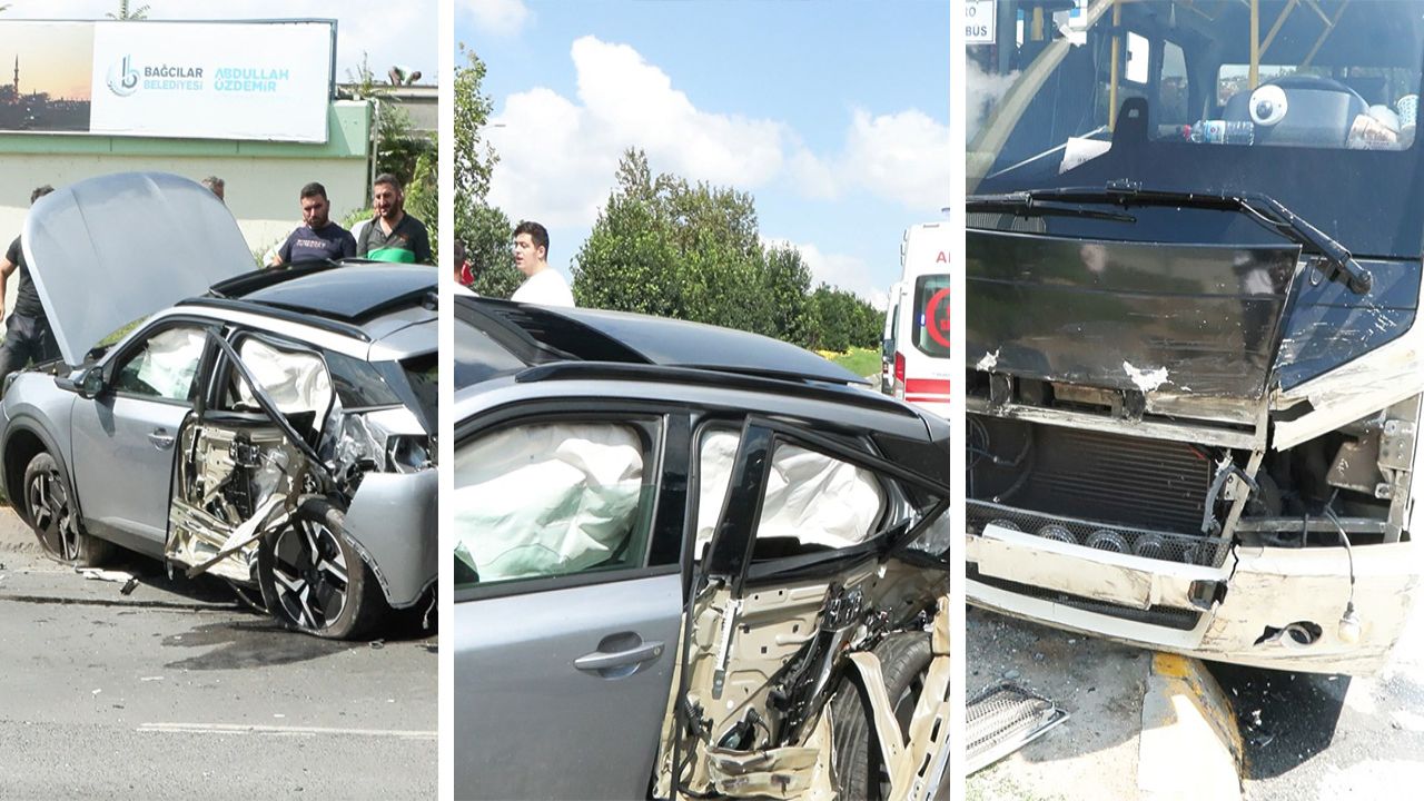 Bağcılar'da minibüs ile otomobil çarpıştı: 1'i ağır 6 kişi yaralandı