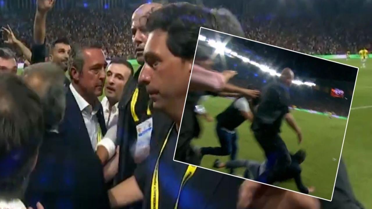 Göztepe maçında gergin anlar: Ali Koç sahaya indi, Fenerbahçeli taraftarlar stada alınmadı