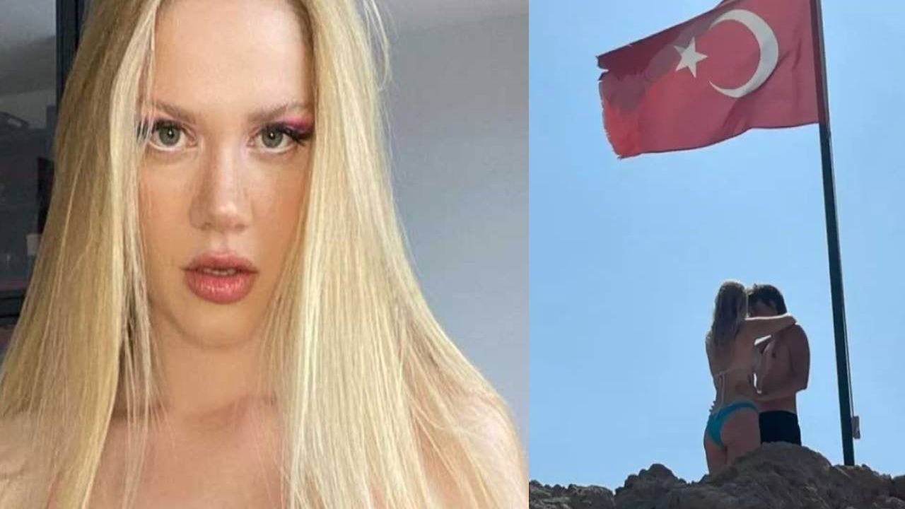 Seren Yereli'nin Türk bayrağı temalı tatil fotoğrafları tartışma konusu oldu