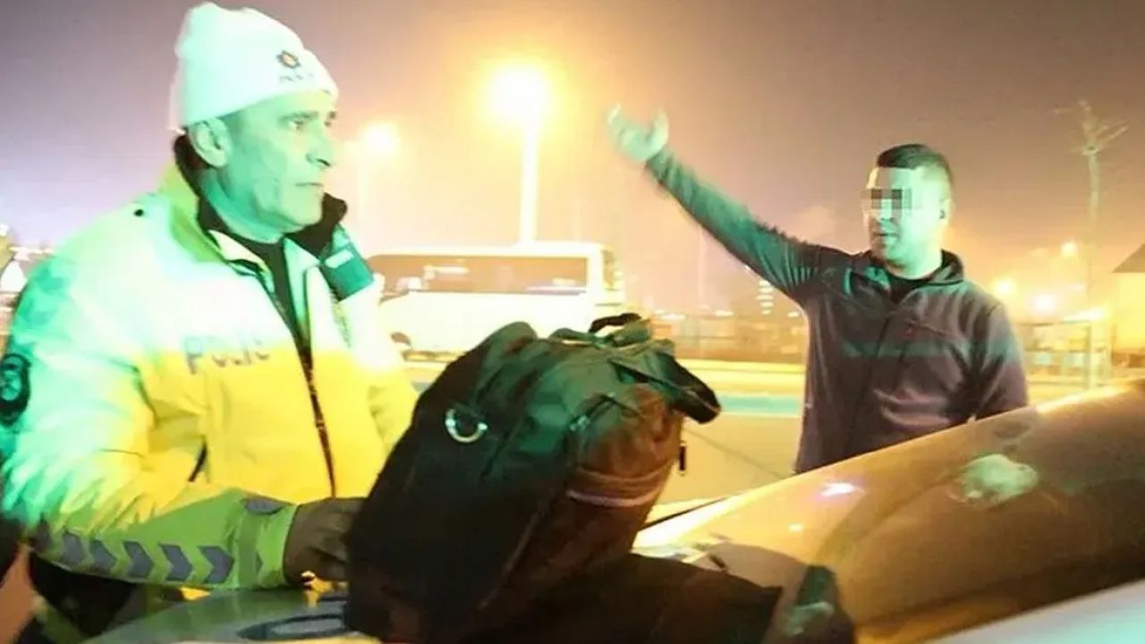 Alkollü sürücü polisten ehliyetini istedi