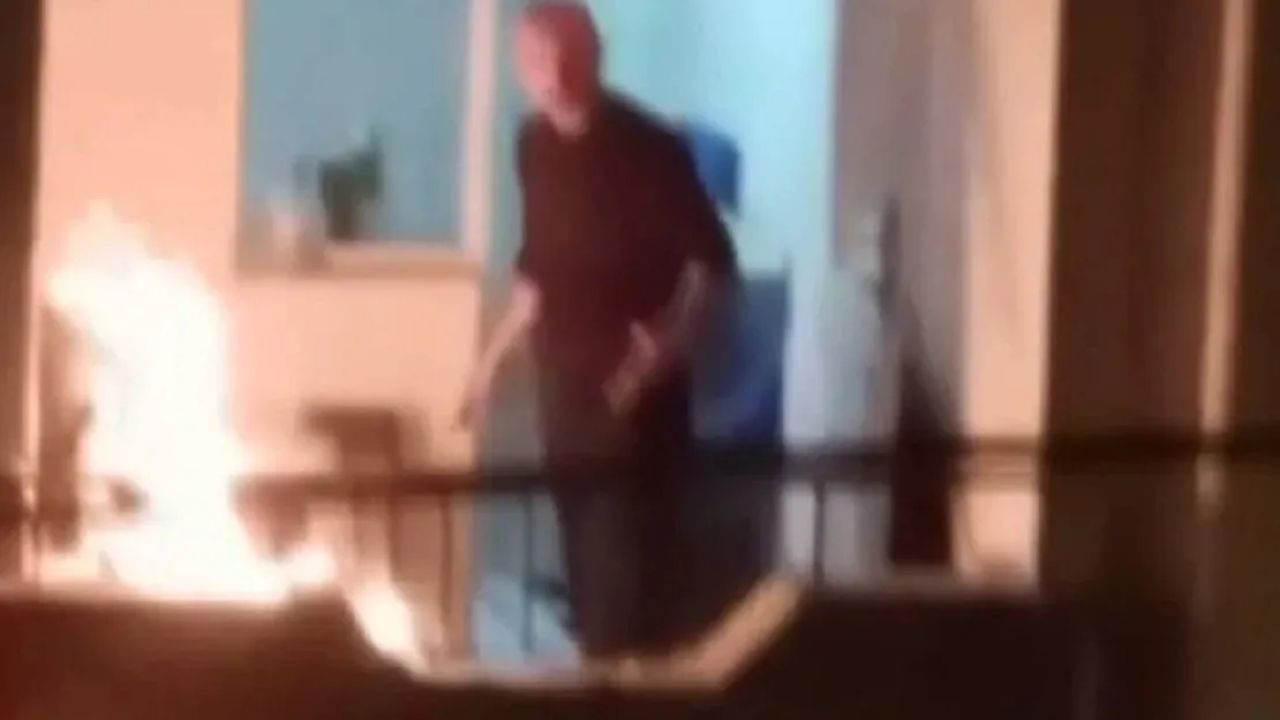 Ankara'da sinir krizi: Balkonu yaktı