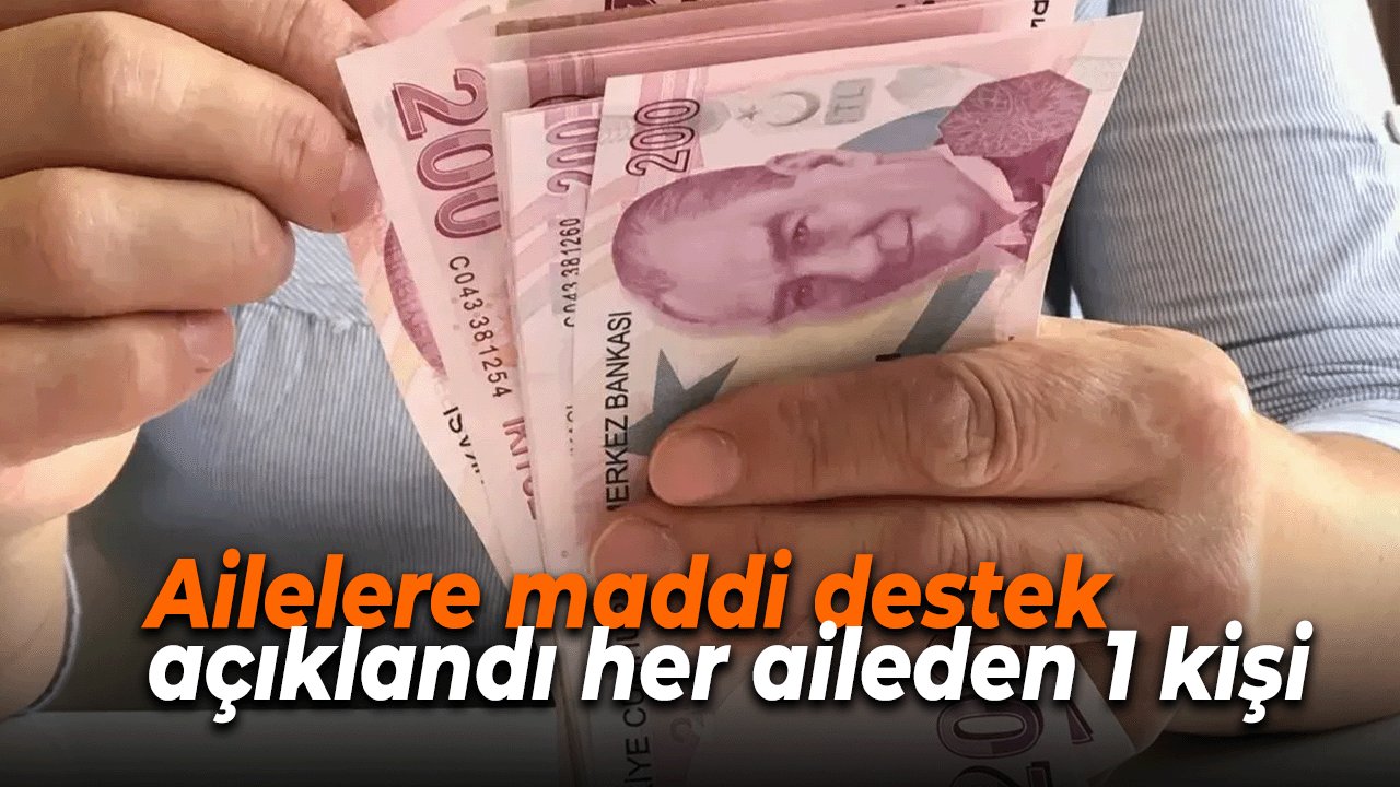 Ailelere maddi destek açıklandı her aileden 1 kişi