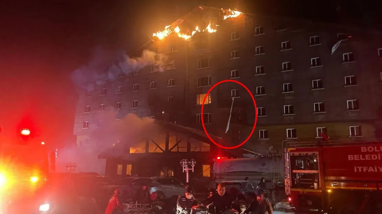Bolu'da bir otelde çıkan yangında çarşaflarla kaçış dramı