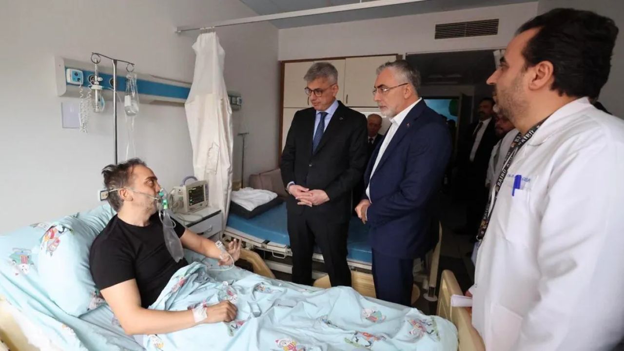 Bakanlar otel yangınında yaralananları ziyaret etti