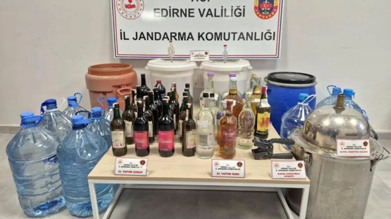 Edirne'de 384 litre sahte içki ele geçirildi