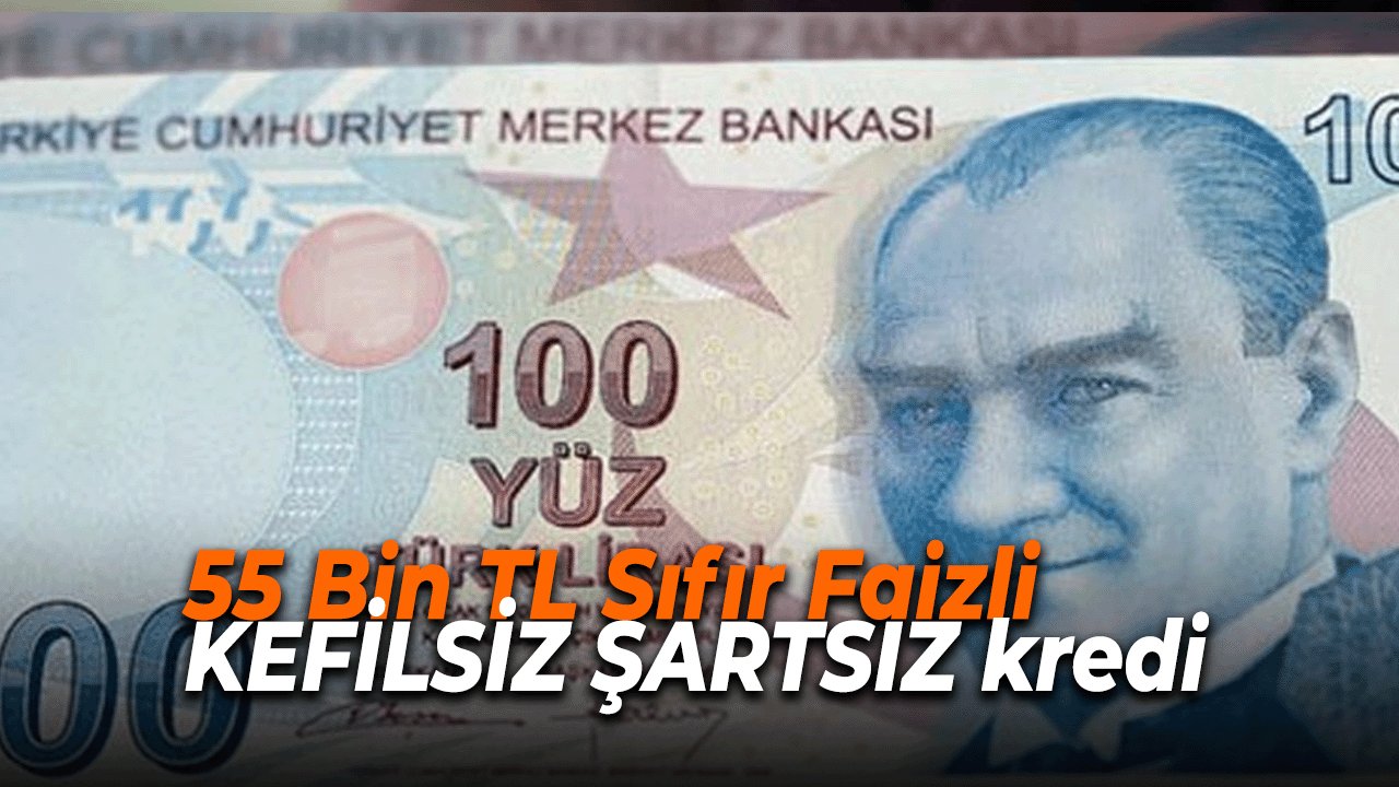 55 Bin TL Sıfır Faizli KEFİLSİZ ŞARTSIZ kredi veriliyor