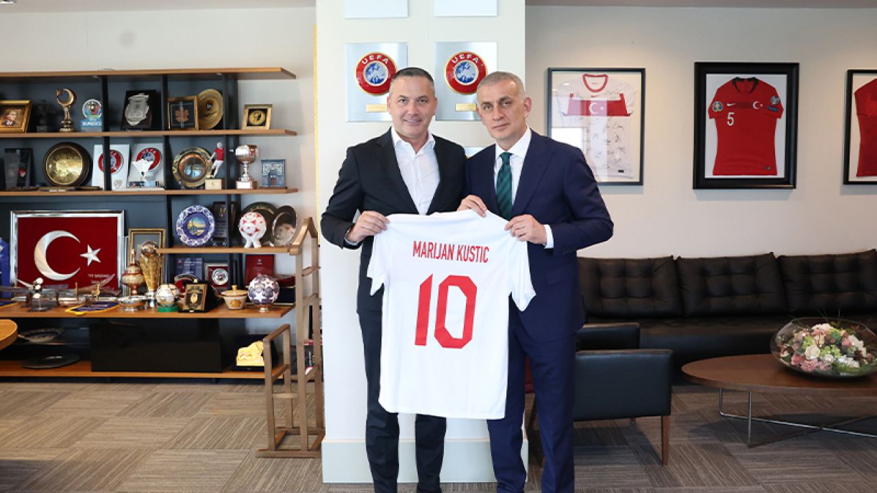 Hırvatistan Futbol Federasyonu Başkanı Kustic, TFF Başkanı Hacıosmanoğlu'nu ziyaret etti