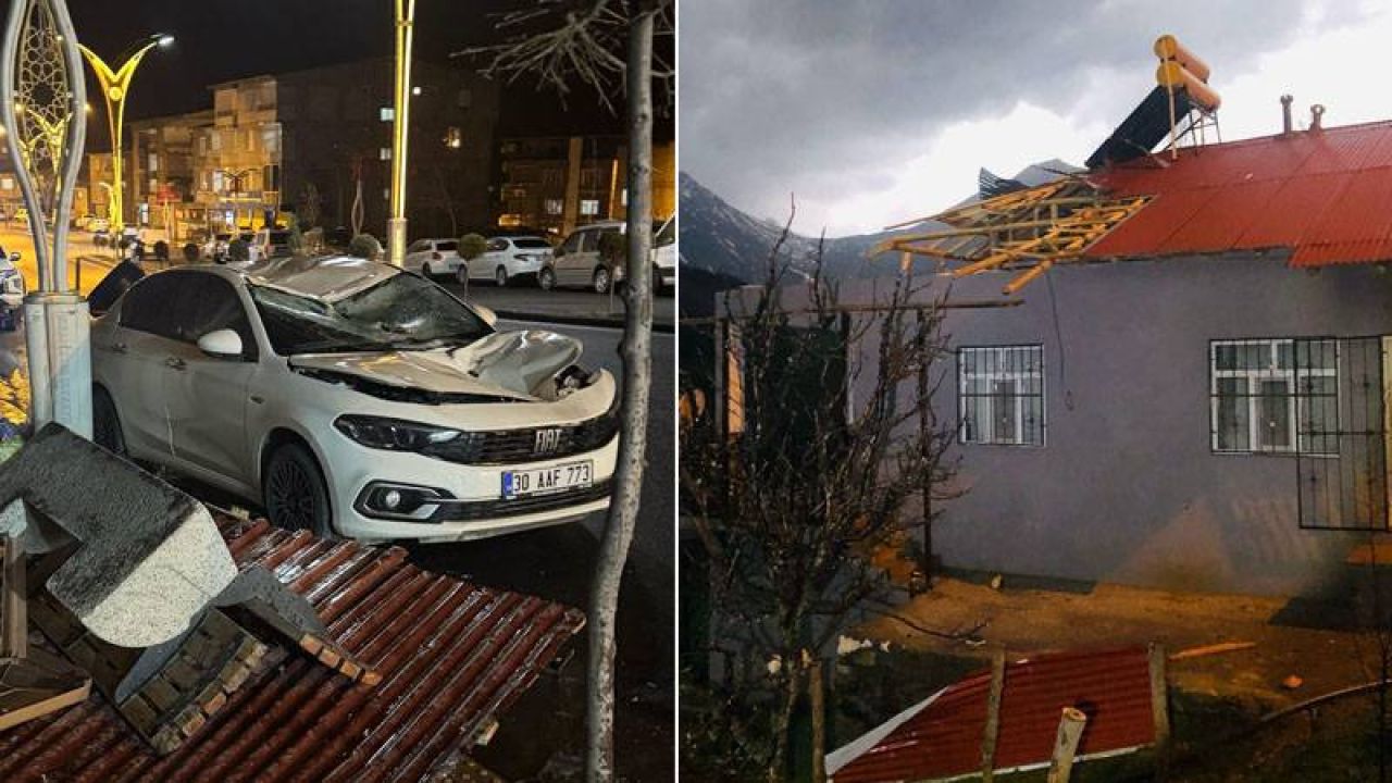 Hakkari'de kuvvetli rüzgar hayatı olumsuz etkiledi: Çatılar uçtu, ağaçlar devrildi, okullar tatil