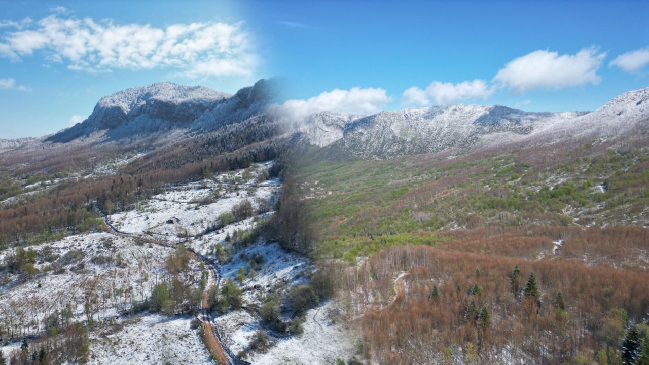 Küre Dağları Milli Parkı'nda İki Mevsim Bir Arada Yaşanıyor
