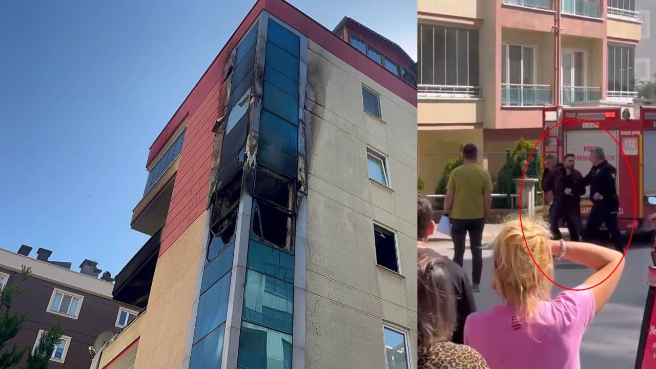 Evini kundaklayıp yangını izlerken yakalandı