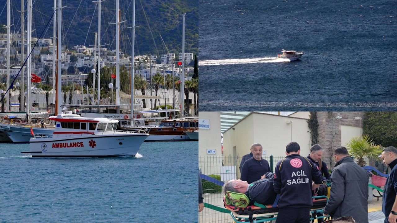 Yunanistan'daki teknede yaralanan turist Bodrum'a deniz ambulansıyla nakledildi