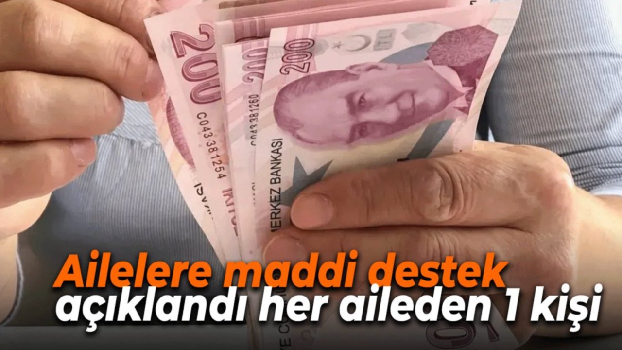Ailelere maddi destek açıklandı her aileden 1 kişi