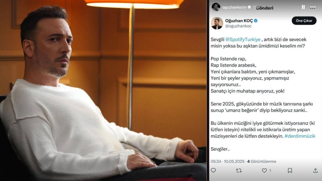Oğuzhan Koç'tan Spotify Türkiye'ye Sert Eleştiri: Bizi Sevecek Misin?
