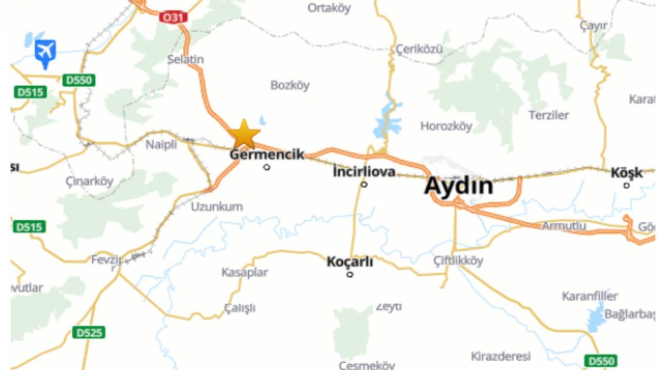 Aydın Germencik'te 3,8 Büyüklüğünde Deprem
