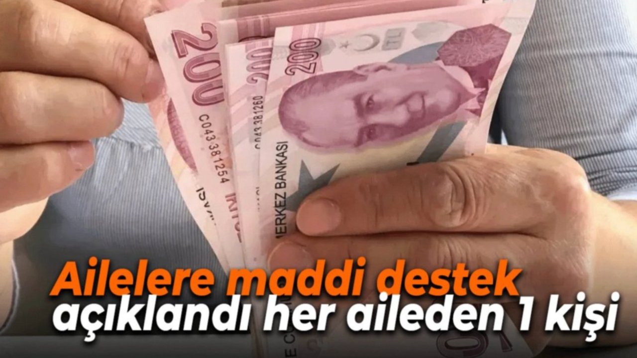Ailelere maddi destek açıklandı her aileden 1 kişi