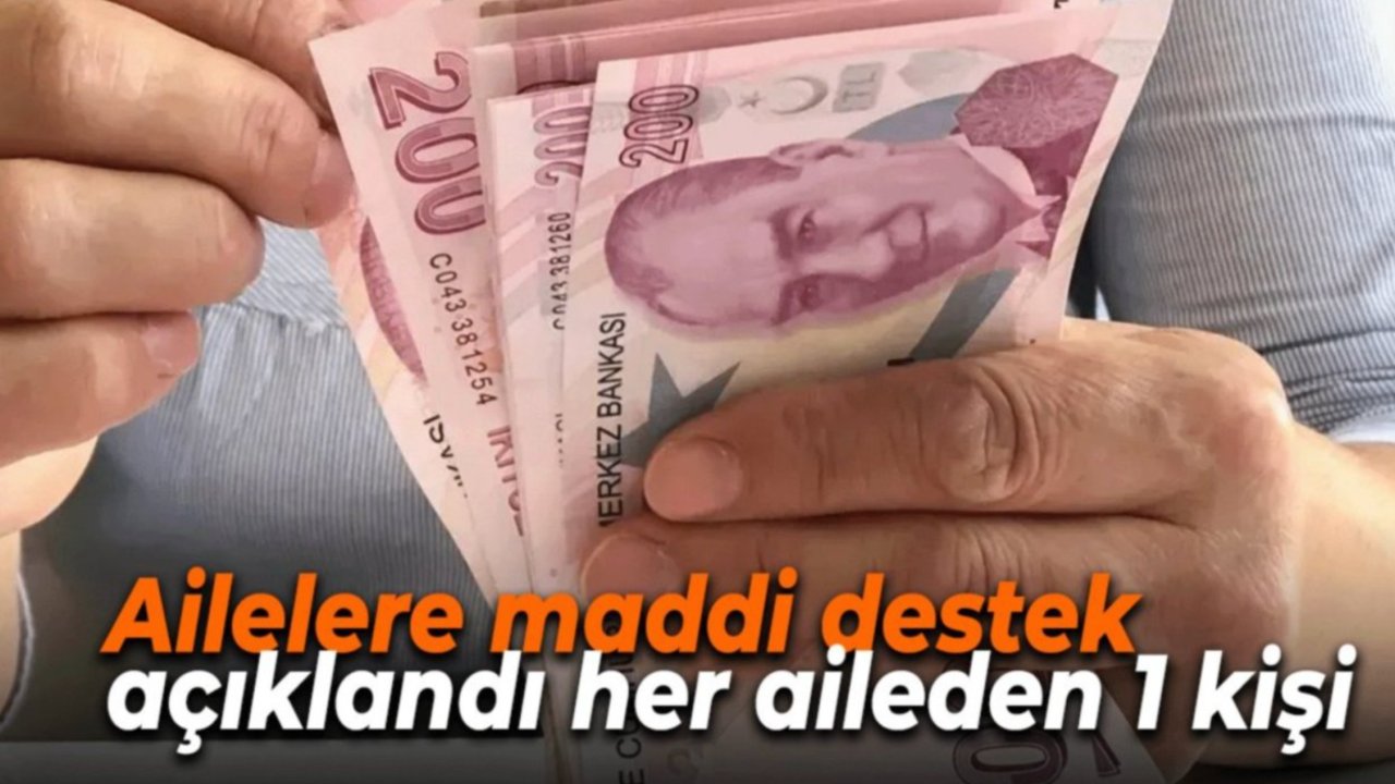 Ailelere maddi destek açıklandı her aileden 1 kişi
