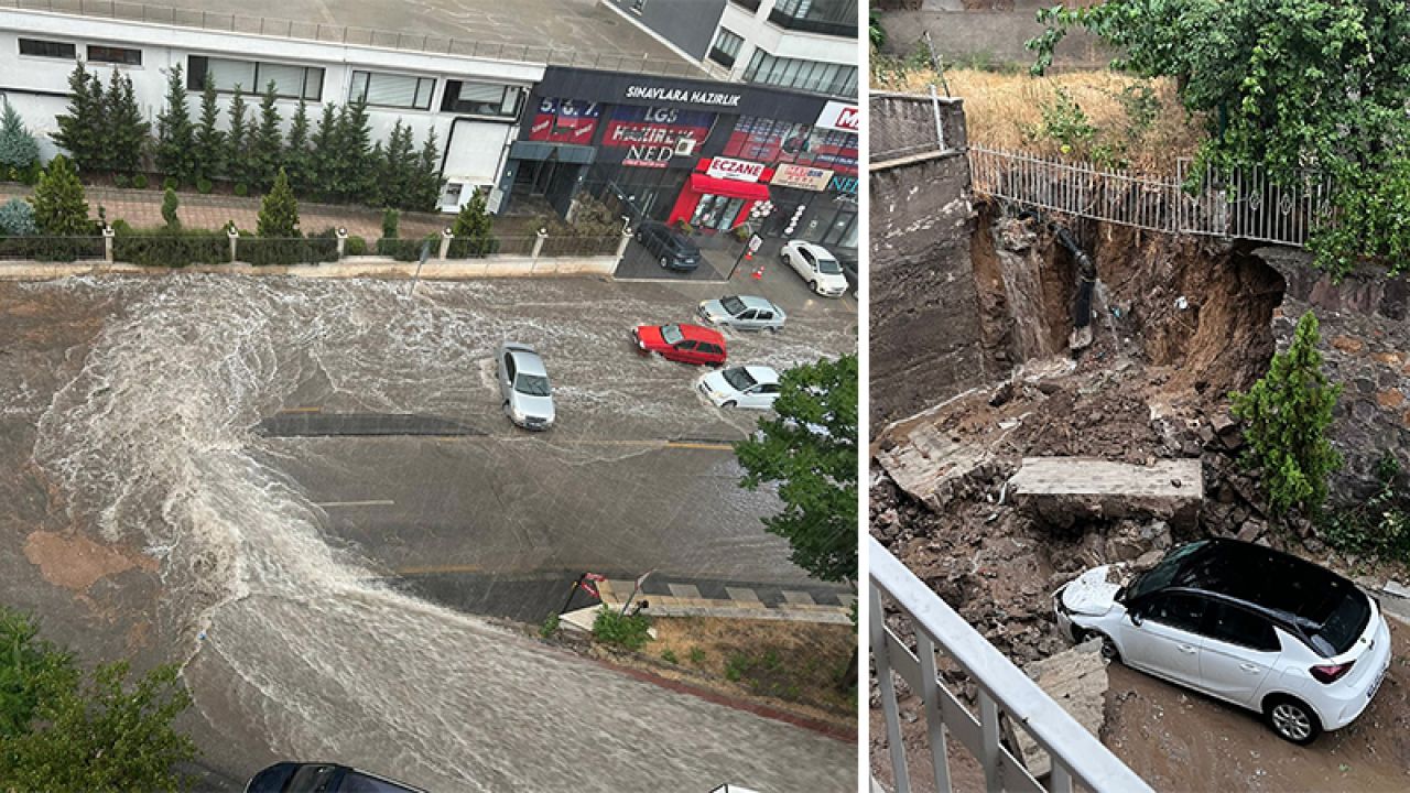 Ankara'da Sağanak, Yollar Sularla Doldu
